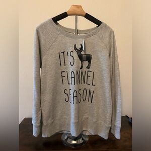 NWT Cato “It’s Flannel Season” Gray Sweatshirt